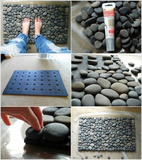 como hacer una alfombra de piedras 4