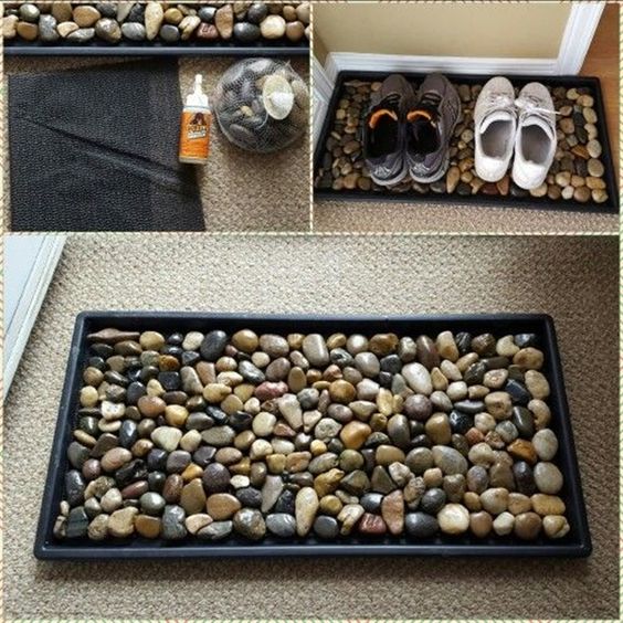 como hacer una alfombra de piedras 5