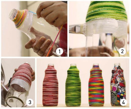 decorar botellas con cuerdas 6
