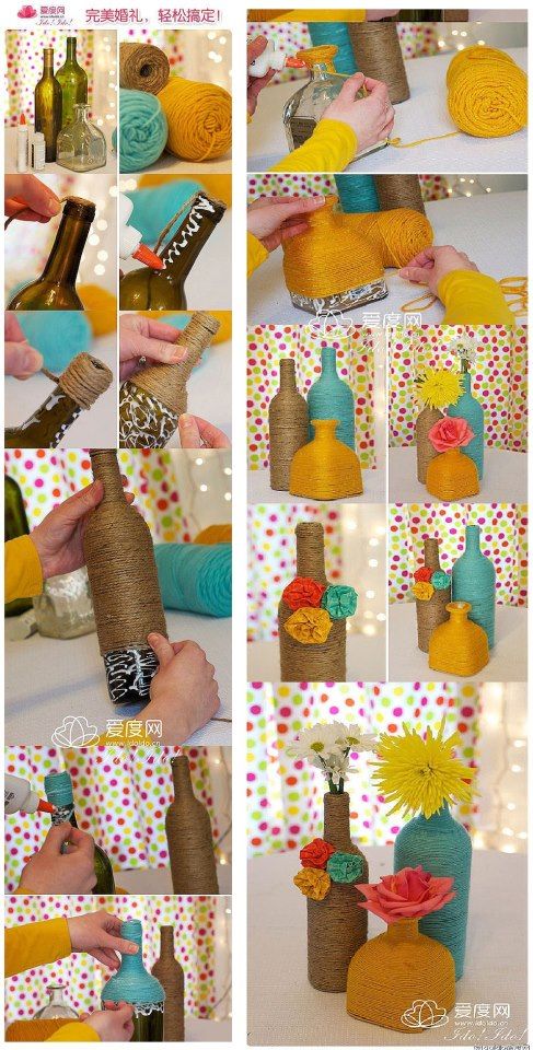 decorar botellas con cuerdas 7
