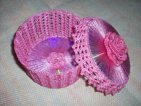 ideas manualidades hechas con crochet cds 3