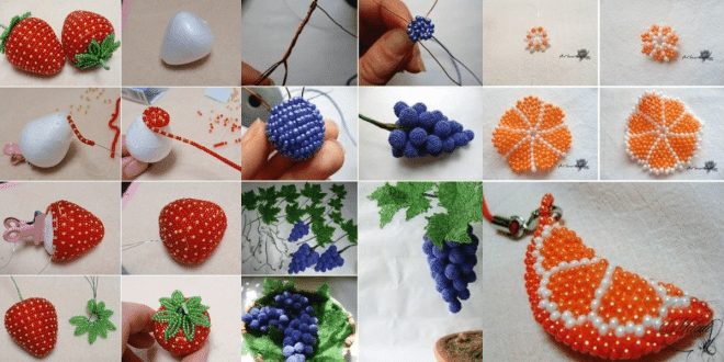 como hacer fruta con cuentas o perlas