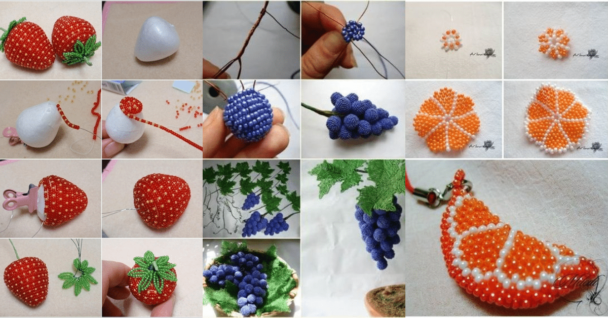 como hacer fruta con cuentas o perlas