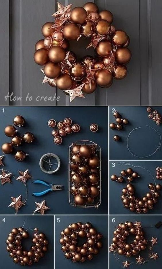 decoracion hecha con bolas navidenas antiguas 7
