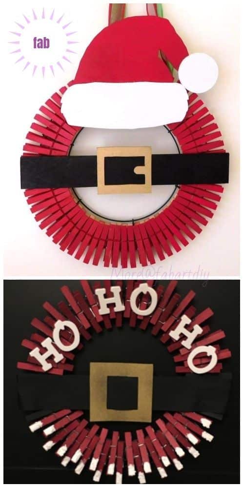 decoracion navidena hecha con pinzas para la ropa 10