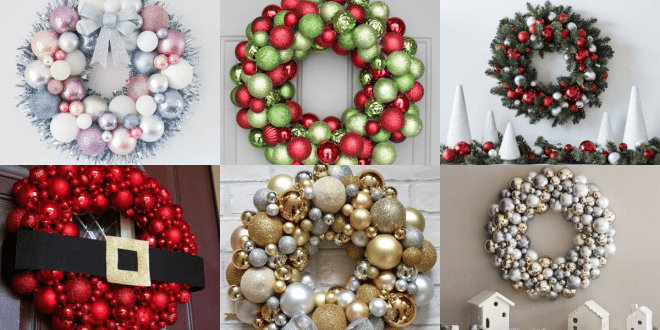 coronas navidenas para tu puerta usando esferas