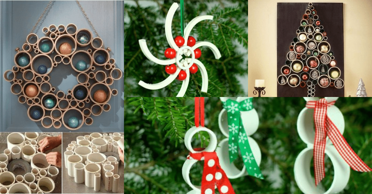 decoracion navidena hecha con tubos