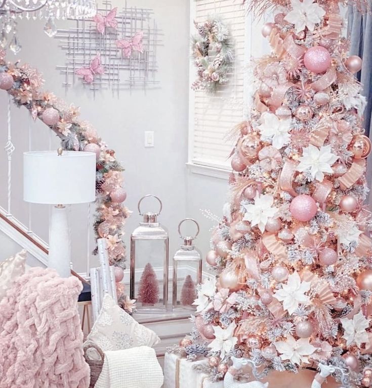 ideas creativas de decoracion de navidad rosa 4