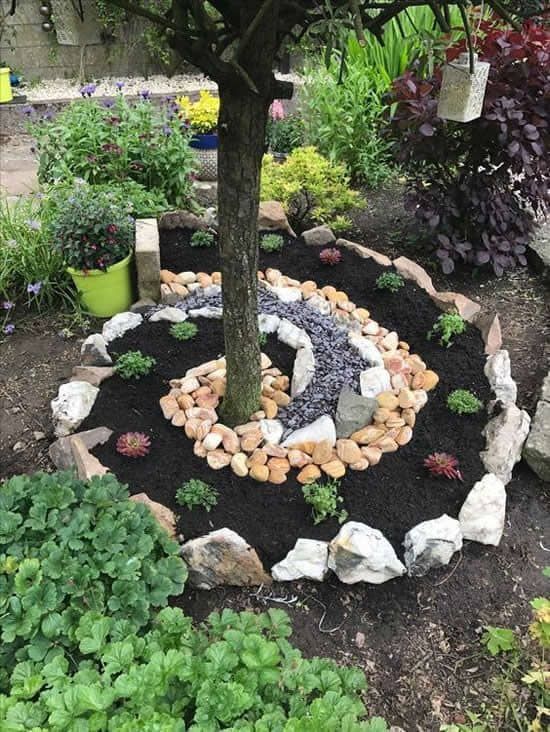 decoraciones de espirales con piedras para tu jardin 1