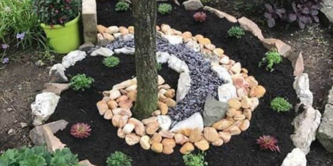 decoraciones de espirales con piedras para tu jardin 7