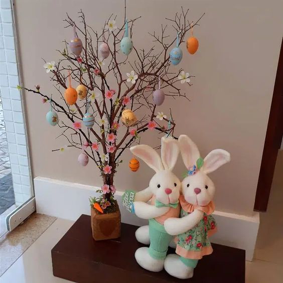 decoracion de pascua con ramas de arboles huevos 8