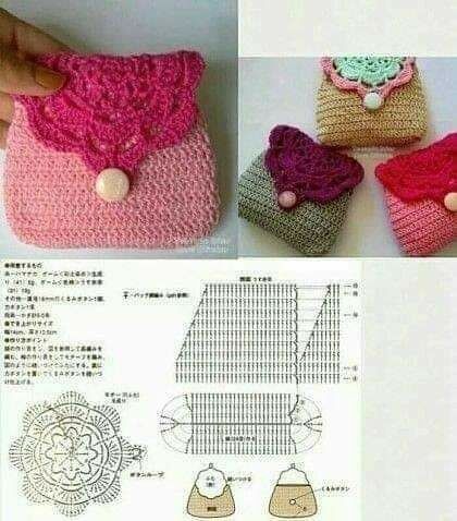 mini bolsos crochet con graficos