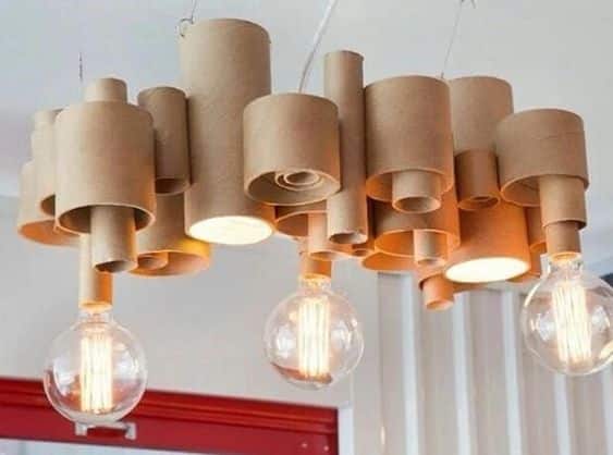 lamparas hechas con tubos de papel higienico 2