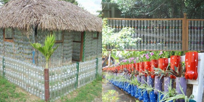 vallas de jardin con botellas de plastico 3