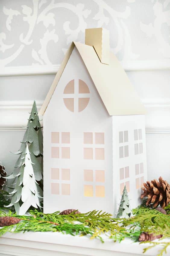 ideas para hacer hermosas casas navidenas de papel 3