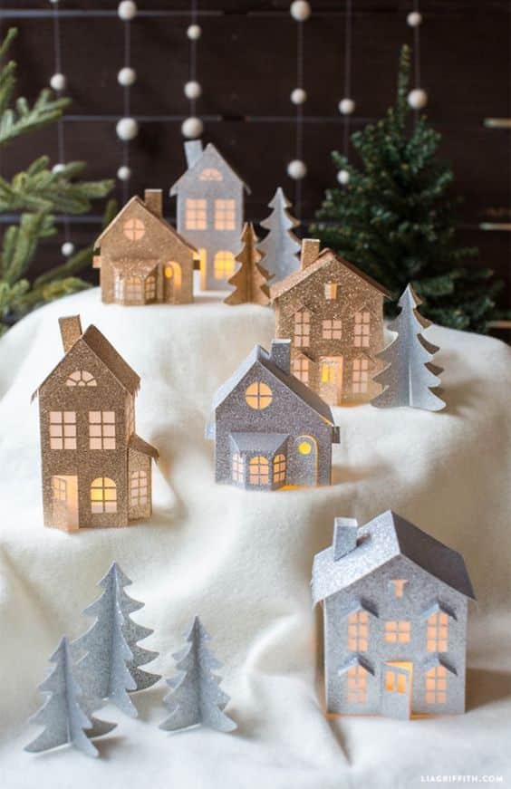 ideas para hacer hermosas casas navidenas de papel 4