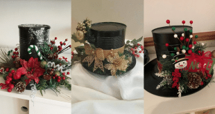 hacer un sombrero navideno con latas recicladas
