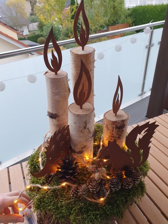 velas decorativas hechas con troncos de madera 1