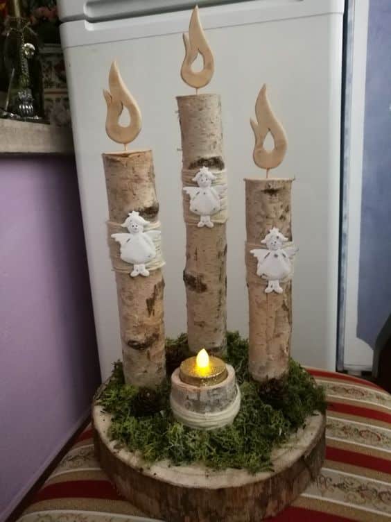 velas decorativas hechas con troncos de madera 6