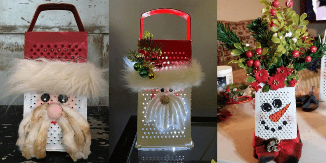 decoracion navidena con ralladores reciclados