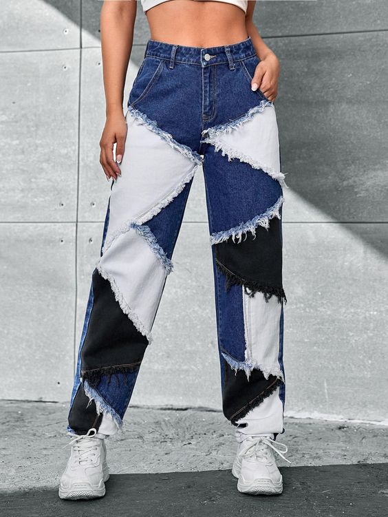 pantalones vaqueros patchwork tendencia 5