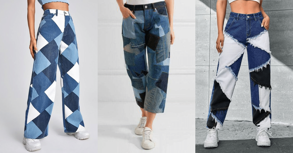 pantalones vaqueros patchwork tendencia