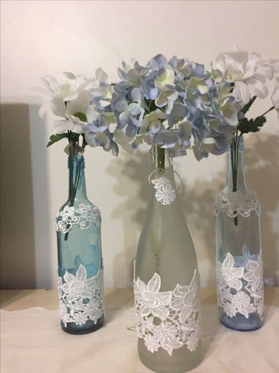 botellas decoradas con encaje 2