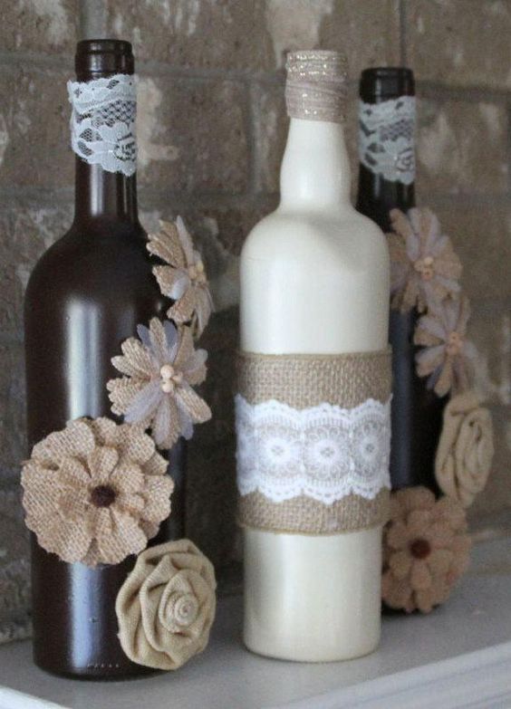 botellas decoradas con encaje 8
