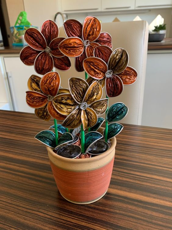 flores hechas con capsulas de cafe 1