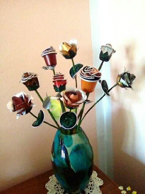 flores hechas con capsulas de cafe 2