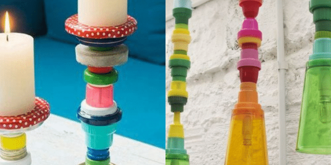 candelabros reciclando tapas plasticas