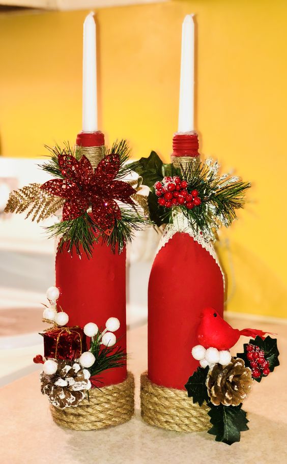 artesanias de navidad con botellas de vidrio 1