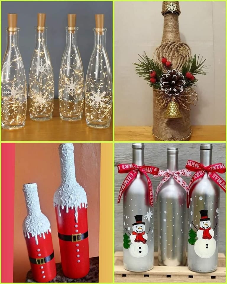 artesanias de navidad con botellas de vidrio