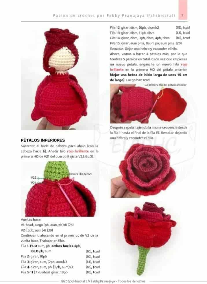 hadas rosa reversibles de crochet 6