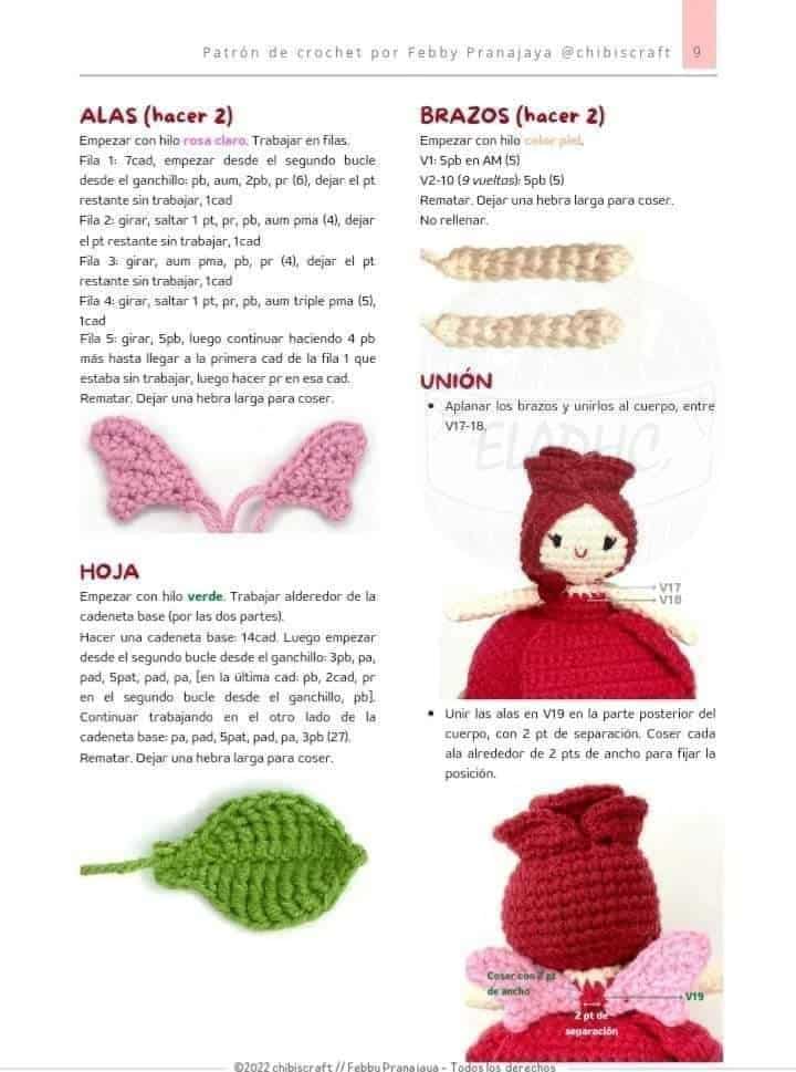 hadas rosa reversibles de crochet 8