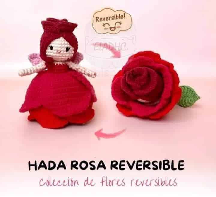 hadas rosa reversibles de crochet