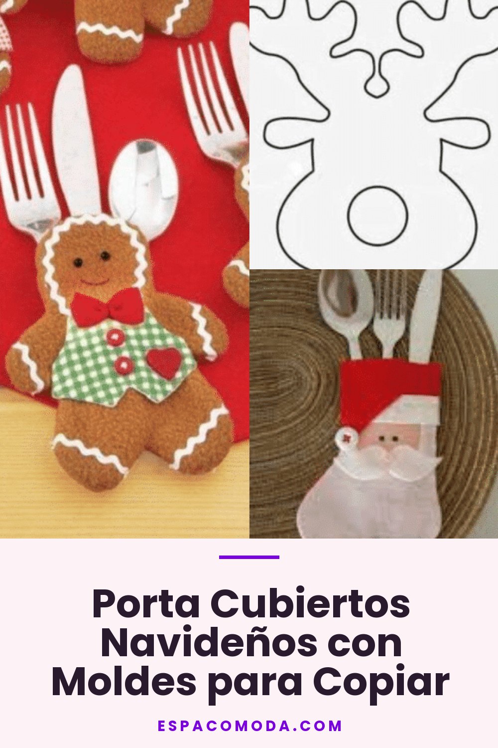 Porta Cubiertos Navideños con Moldes para Copiar