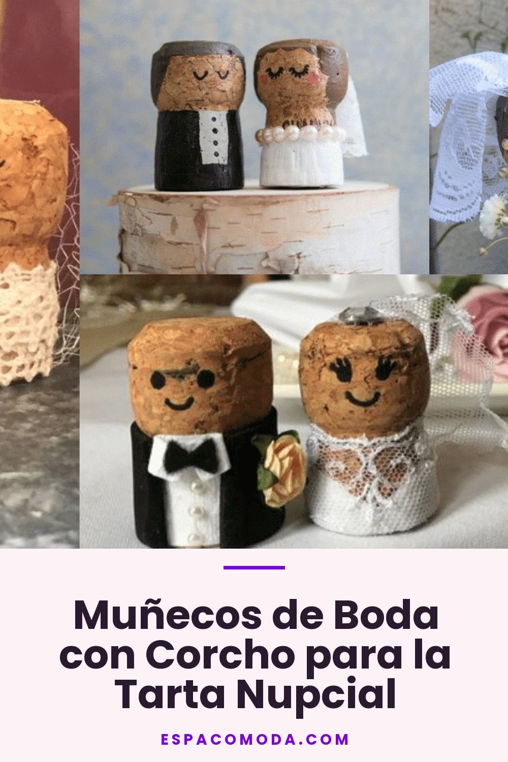 Muñecos de Boda con Corcho para la Tarta Nupcial